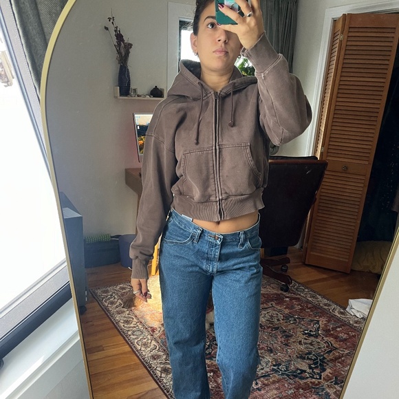 Aritiza Zip Up Brown Hoodie - Picture 1 of 5